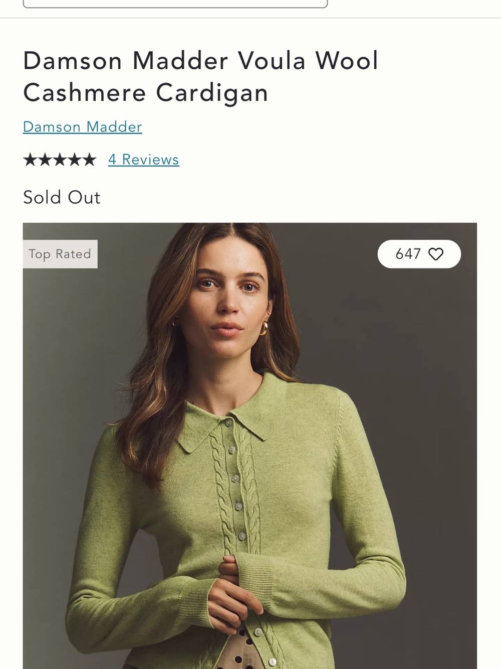 Damson Madder Voula Wool Cashmere Cardigan